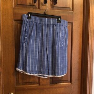 fresh produce Blue Striped Skirt with Crochet Hem